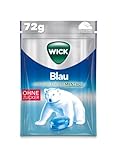 Wick Blau Hustenbonbons ohne Zucker ein tiefes Atemerlebnis dank Menthol und natürlichem Arvensis Minz-Aroma - 1er Pack (1 x 72 g)