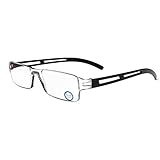 KoKoBin Rahmenlose Lesebrille Sehhilfe mit Blaulichtflilter Anti Blaulicht Lesehilfe für Damen und Herren(Schwarz，+1.0)