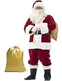 Ahititi Weihnachtsmann Kostüm Deluxe, Nikolauskostüm Santa Claus-Erwachsenenkostüm 10-Teilig XL