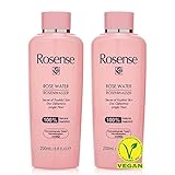 Rosense Rosenwasser 2x200 ml – feuchtigkeitsspendendes Gesichtswasser zur Gesichtsreinigung Gesichtspflege 100% naturrein vegan
