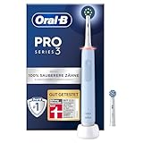 Oral-B PRO 3 3000 Elektrische Zahnbürste/Electric Toothbrush, 2 CrossAction Aufsteckbürsten, mit 3 Putzmodi und visueller 360° Andruckkontrolle für Zahnpflege, Geschenk Mann/Frau, blau