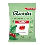 Ricola Eukalyptus Kirsche, 75g Beutel original Schweizer Kräuter-Bonbons mit 13 Alpenkräutern & fruchtig-frischer Kirsche, zuckerfrei, 1 x 75g, vegan