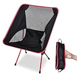 Slokey Folding Camping Chairs - langlebig und robust - tragbarer Stuhl mit Aluminiumrahmen, bis zu 135 kg belastbar, maschinenwaschbar - Schwarz mit roten Akzenten - 32 cm x 20 cm