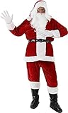 9 in 1 Nikolauskostüm - Größe S-XXXXL - Weihnachtsmannkostüm Verkleidung für Weihnachten - Kostüm für Nikolaus - Weihnachtsmann - Santa Claus - Herren/Erwachsene (Large, rot)