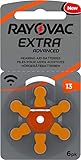 Rayovac 13-60 Stück Extra Advanced Zink Luft Hörgerätebatterie mit 2 Stück LUXTOR® Reinigungstücher (60x Typ 13 orange)