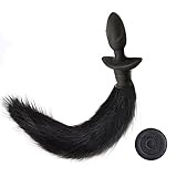 ChicLSQ 12 Frequenz Analvibrator Analplug Butt Plug Mit Fuchsschwanz Fernbedienung Anal Fox Tail Silikon Anus Dilatator Anaal Stecker Cosplay Stopper Vibration Masturbator FüR Frauen MäNner (Schwarz)