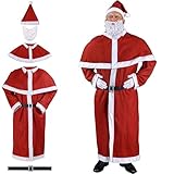 Detex® Weihnachtsmann Kostüm 5tlg. Set Nikolaus Anzug Erwachsenen Santa Claus Cosplay Verkleidung Einheitsgröße M - XXXL