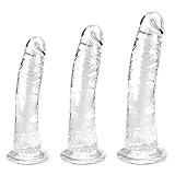 Klares Dildo-Set mit Saugnapf - Realistische Anal-Dildos für Herren in 3 Größen (klein, groß, riesig) - Perfekt für Anfänger bis Fortgeschrittene