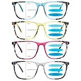 COJWIS 4 Pack Gleitsichtbrille Progressives Multifokale Lesebrille Damen Herren Anti-Blaulicht Lesebrillen mit Federscharniere Brille (4 Farbe Mischen, 2.25, x)
