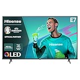 Hisense 55E7NQ 139 cm (55 Zoll) Fernseher, 4K UHD, QLED, HDR10, HDR10+ decoding, HLG, Dolby Vision Atmos, 60Hz Panel, Smooth Motion, Bluetooth, Alexa Built-in, VIDAA Voice, Schwarz [2024]