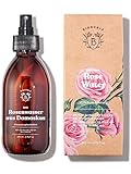 Bionoble Rosenwasser Bio 200ml - Hydrolat aus Damaszener-Rosen 100% Rein und Natürlich - Gesicht, Augenpartie, Körper, Haare - Rose Water - Glasflasche + Spray