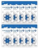 everActive 675, 60 Stück, Hörgerätebatterien, hohe Leistung, Zink-Luft-Batterien, 10 Blisterkarten, 4-jährige Haltbarkeit, blau, Ultrasonic PR44