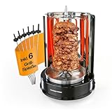 GOURMETmaxx Dönergrill | vertikaler Elektrogrill für Döner, Gyros, Schaschlik | Grill elektrisch mit Mittelspieß und 6 zusätzlichen Spießen, auch als Schaschlikgrill verwendbar