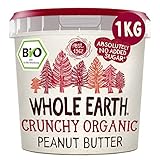 Whole Earth Bio Erdnussbutter Crunchy | Peanut Butter | Vegan | Naturprodukt ohne Palmöl | ohne zugesetzten Zucker | Protein | Perfekt für Sportler | 1kg