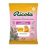 Ricola Honig Alpen Salbei, 75g Beutel Original Schweizer Kräuter-Bonbons mit 13 Alpenkräutern, wohltuendem Honig, Salbei & Vitamin C, 1 x 75g