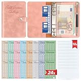 Geld Sparen Challenge Buch mit 8 Sparchallenges (24er Set) - Budget Planner Deutsch Challenges - Spar Challenge für Budgetplaner - Finanzplaner Haushaltsbuch - Cash Stuffing - Budget Binder A6 Leder